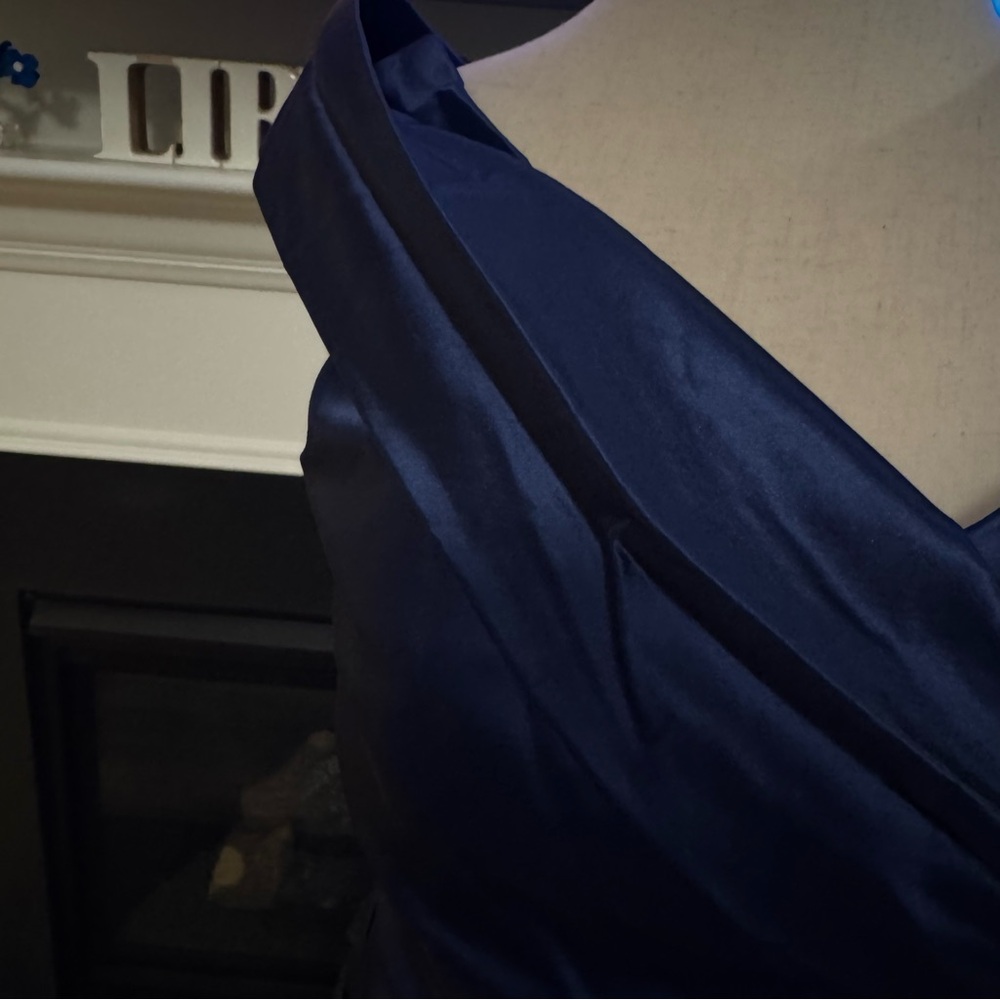 Rickie Freeman for Teri Jon Navy Ruched Evening Gown – Vintage Y2K – Size 6 - Picture 3 of 12